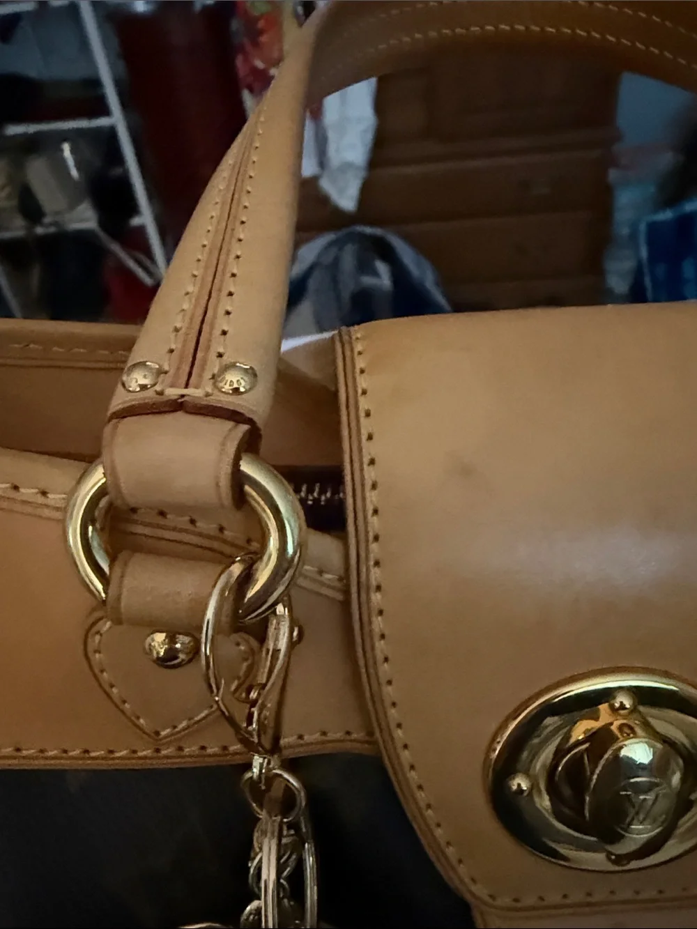 Louis Vuitton Monogram Canvas Brown & Tan Shoulder Satchel comes with COA